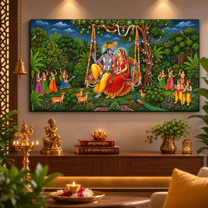 Divine Radha Krishna On Swing - Playful Love, Divine Grace